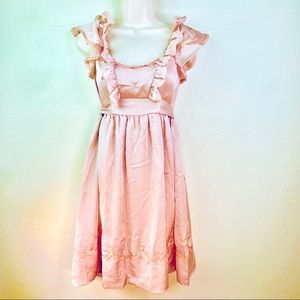 Jovovich Hawk RARE Y2K 2000’s Dress Pink Scoop Neck Ruffle Sleeve Zipper 0 New